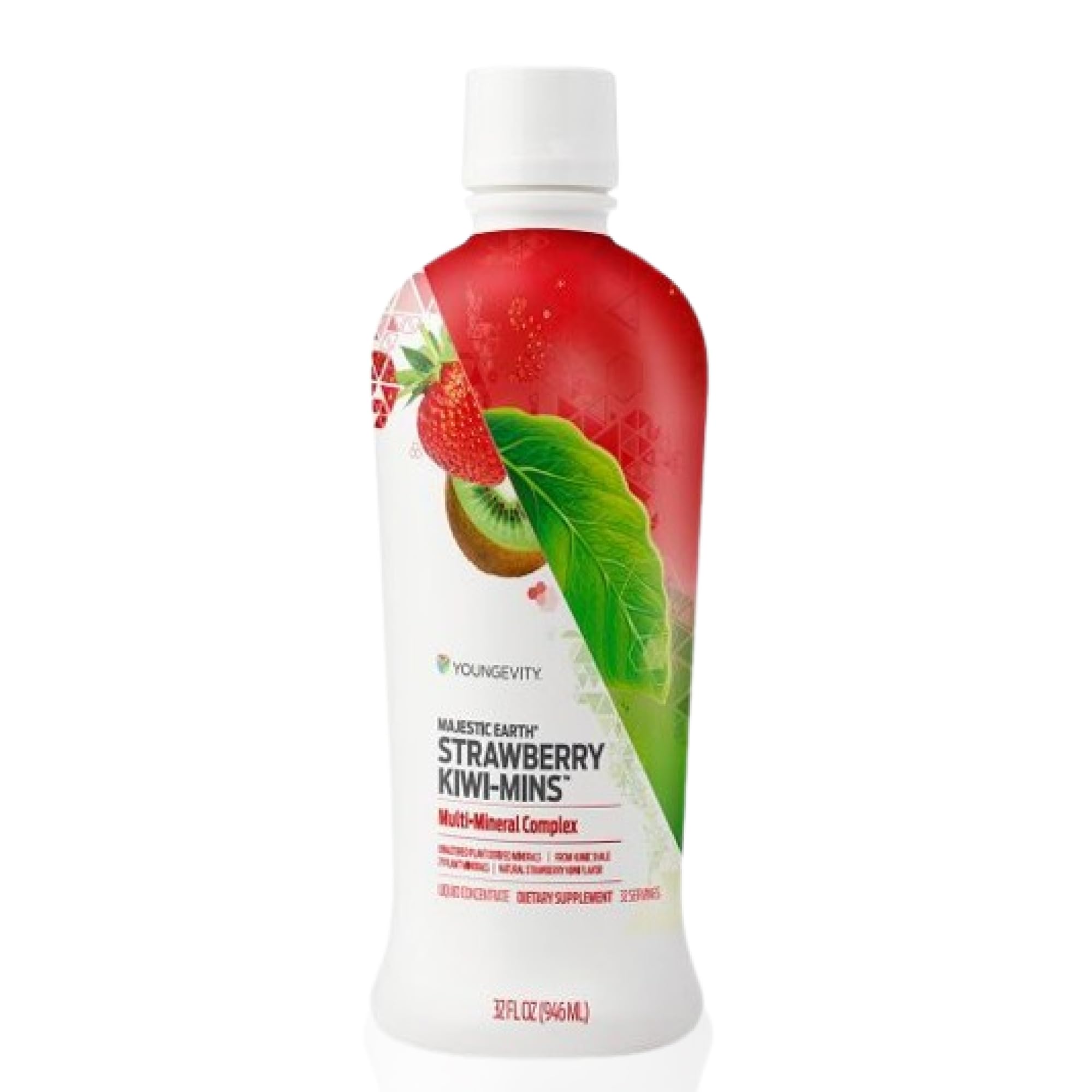 Youngevity botella frontal 32oz mostrando etiqueta y tamaño conveniente