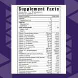 Detalle de la etiqueta Youngevity que destaca vitaminas y minerales, ayuda a identificar ingredientes