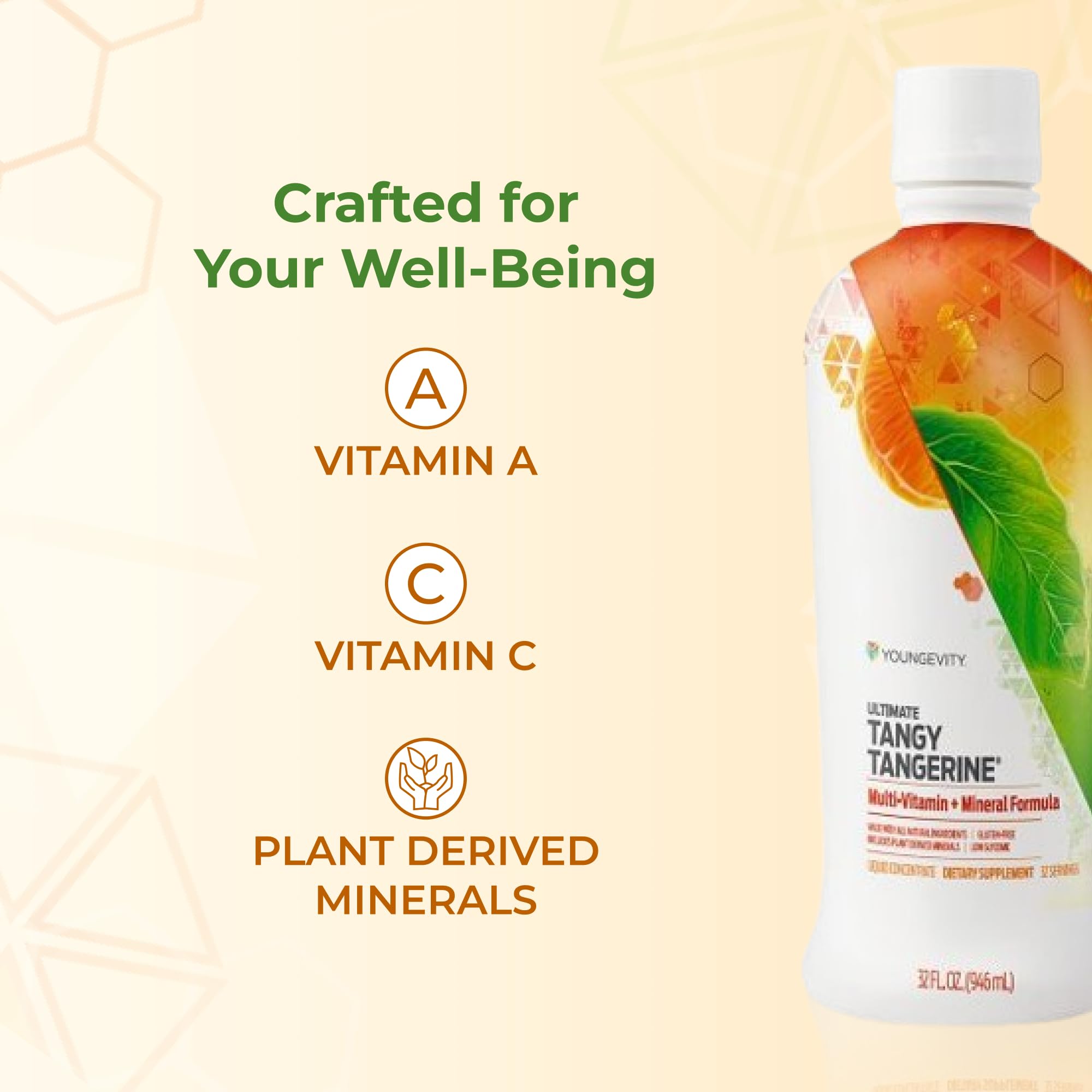 Youngevity primer plano de etiqueta y lista de nutrientes