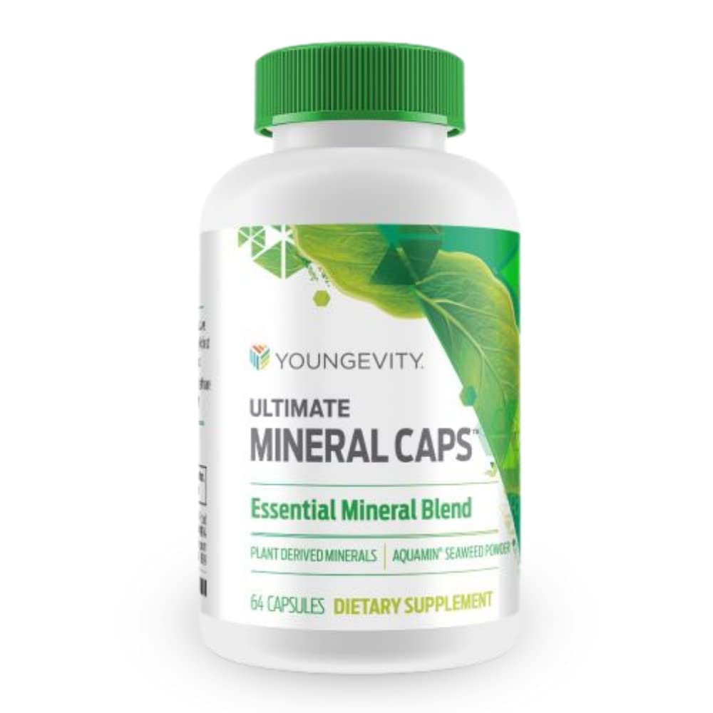 Youngevity frasco frontal mostrando el envase y concentración de minerales