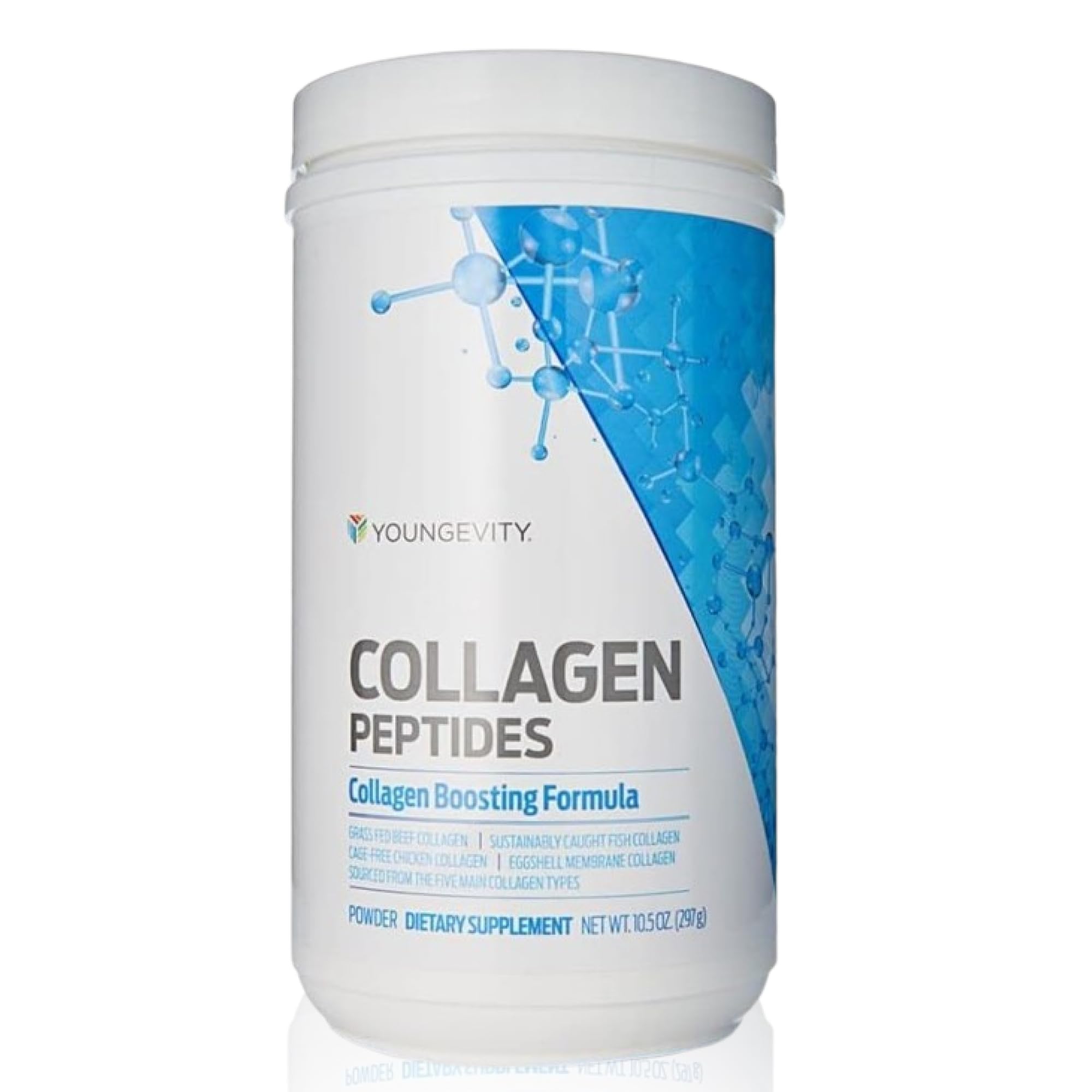 Youngevity envase frontal mostrando etiqueta clara y beneficios visibles