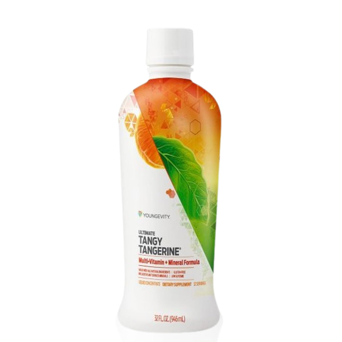 Youngevity envase frontal 32 oz mostrando etiqueta y utilidad