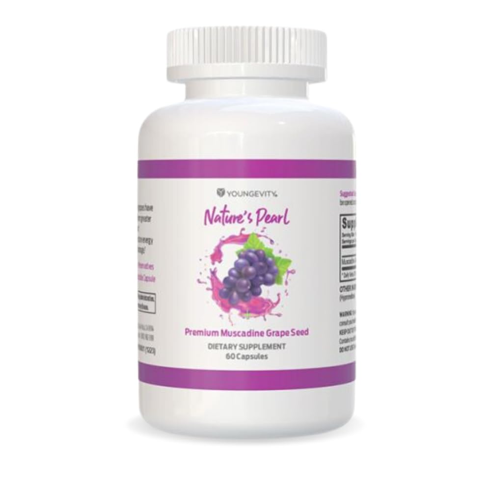 Youngevity envase frontal de Muscadine Grape Seed mostrando presentación y beneficio antioxidante
