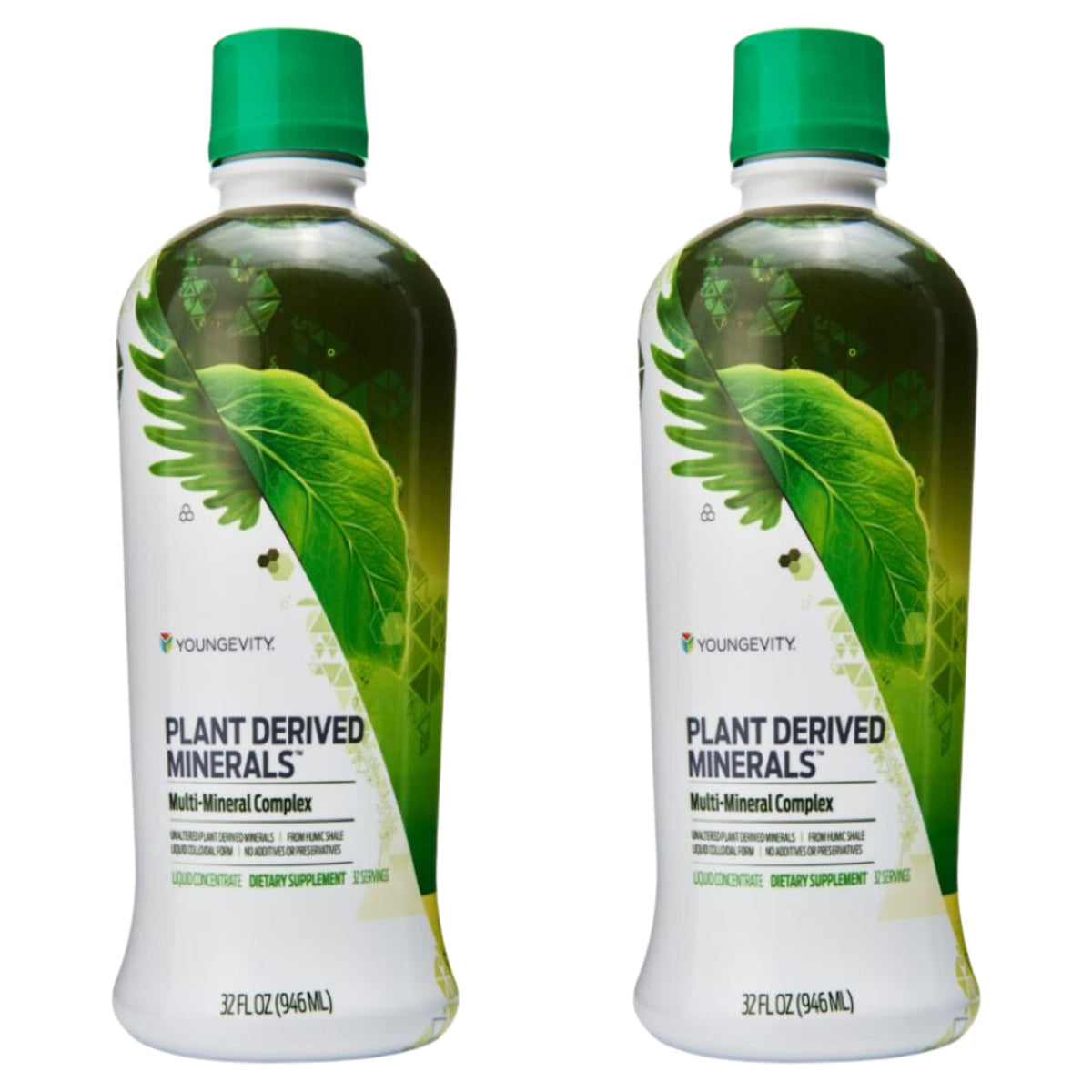 Youngevity vista frontal del pack de 2 botellas mostrando presentación y conveniencia