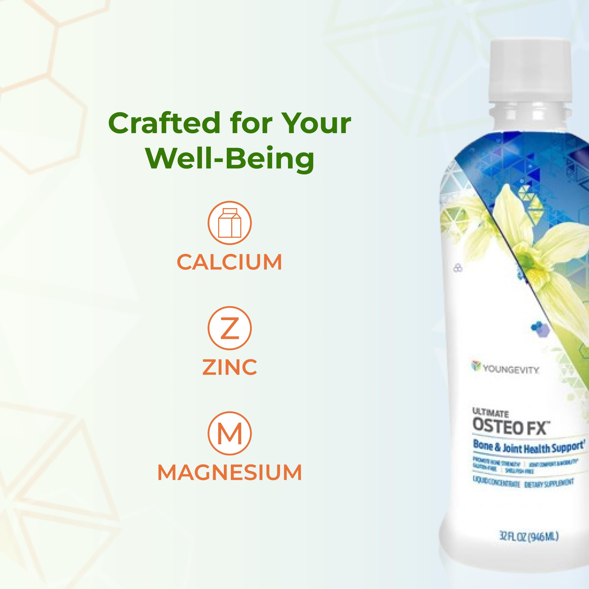 Youngevity Osteo-Fx servida en una cuchara demostrando dosificación simple