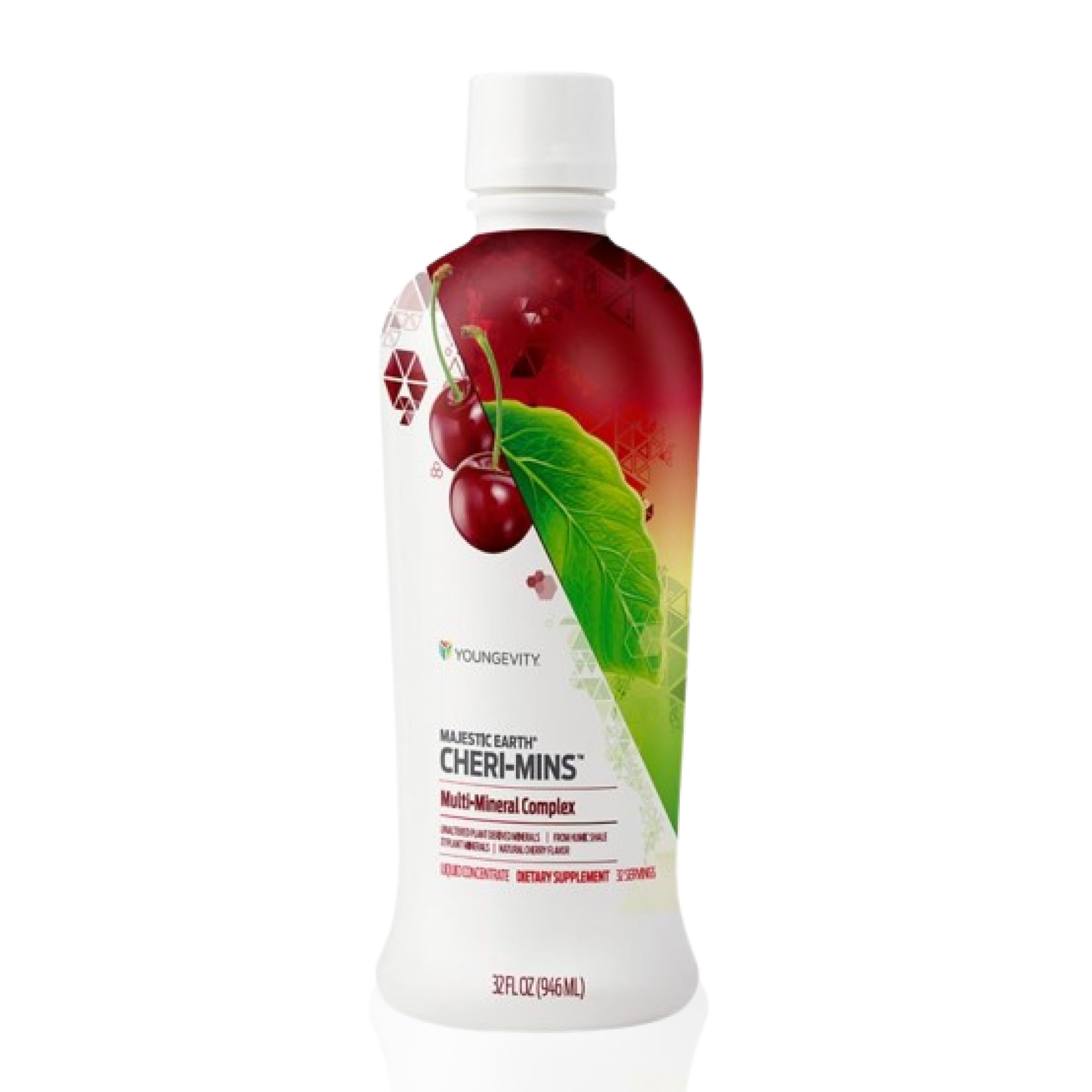 Youngevity botella frontal mostrando diseño y tamaño útil