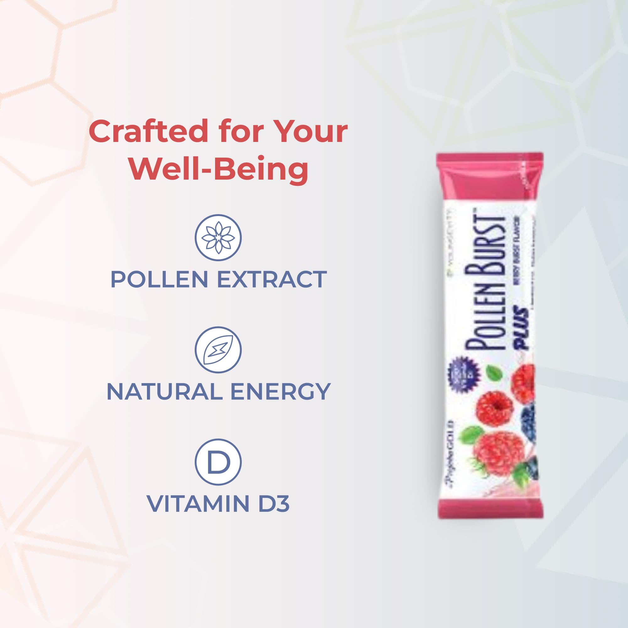 Youngevity Projoba primeros planos de polen e ingredientes nutritivos