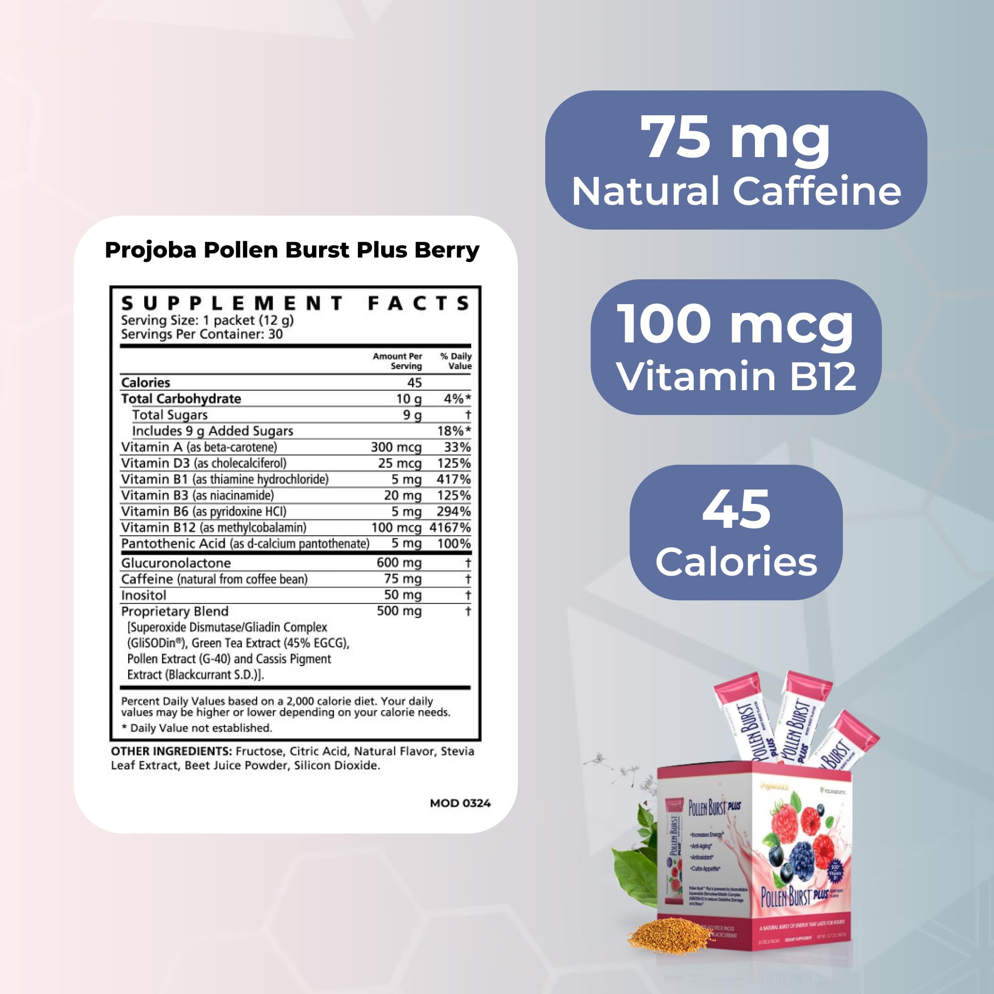 Youngevity Projoba mezcla en vaso listo para beber energía natural