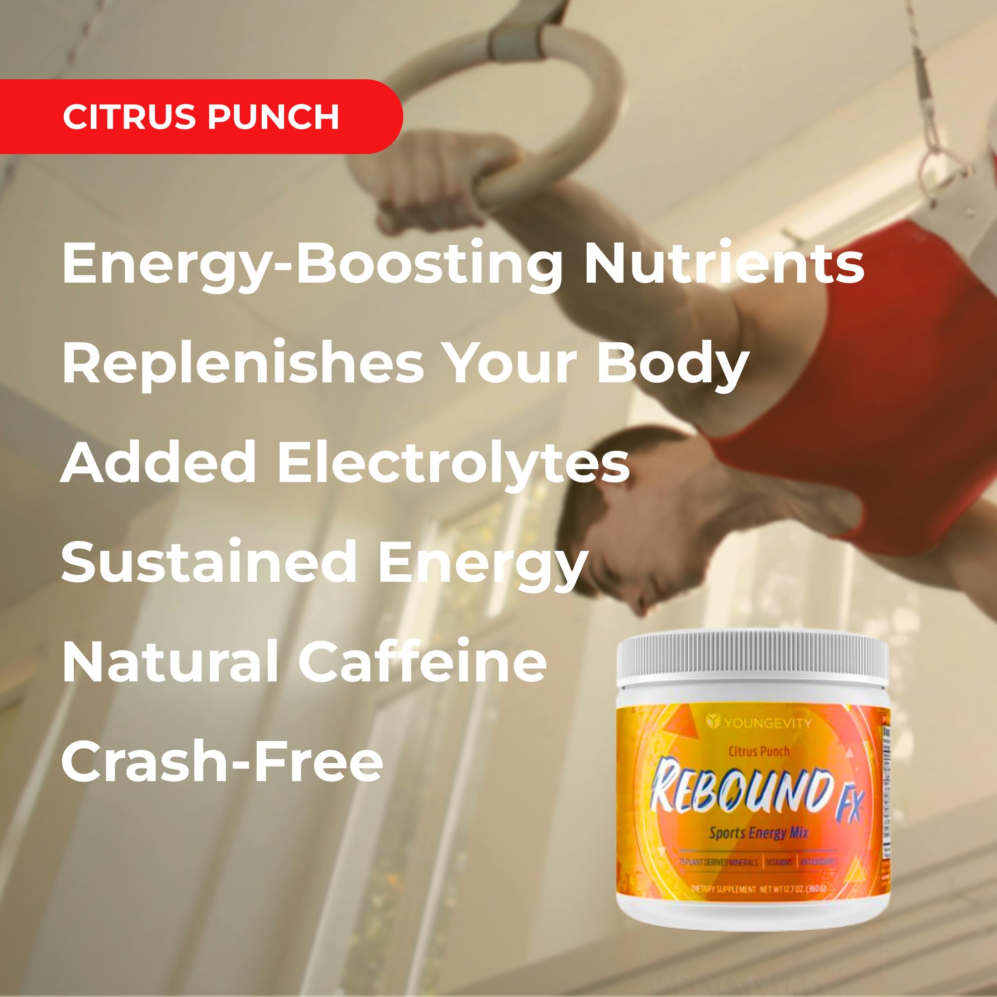 Youngevity Rebound FX ingredientes cerca: ginseng, té verde y concentrado de fruta