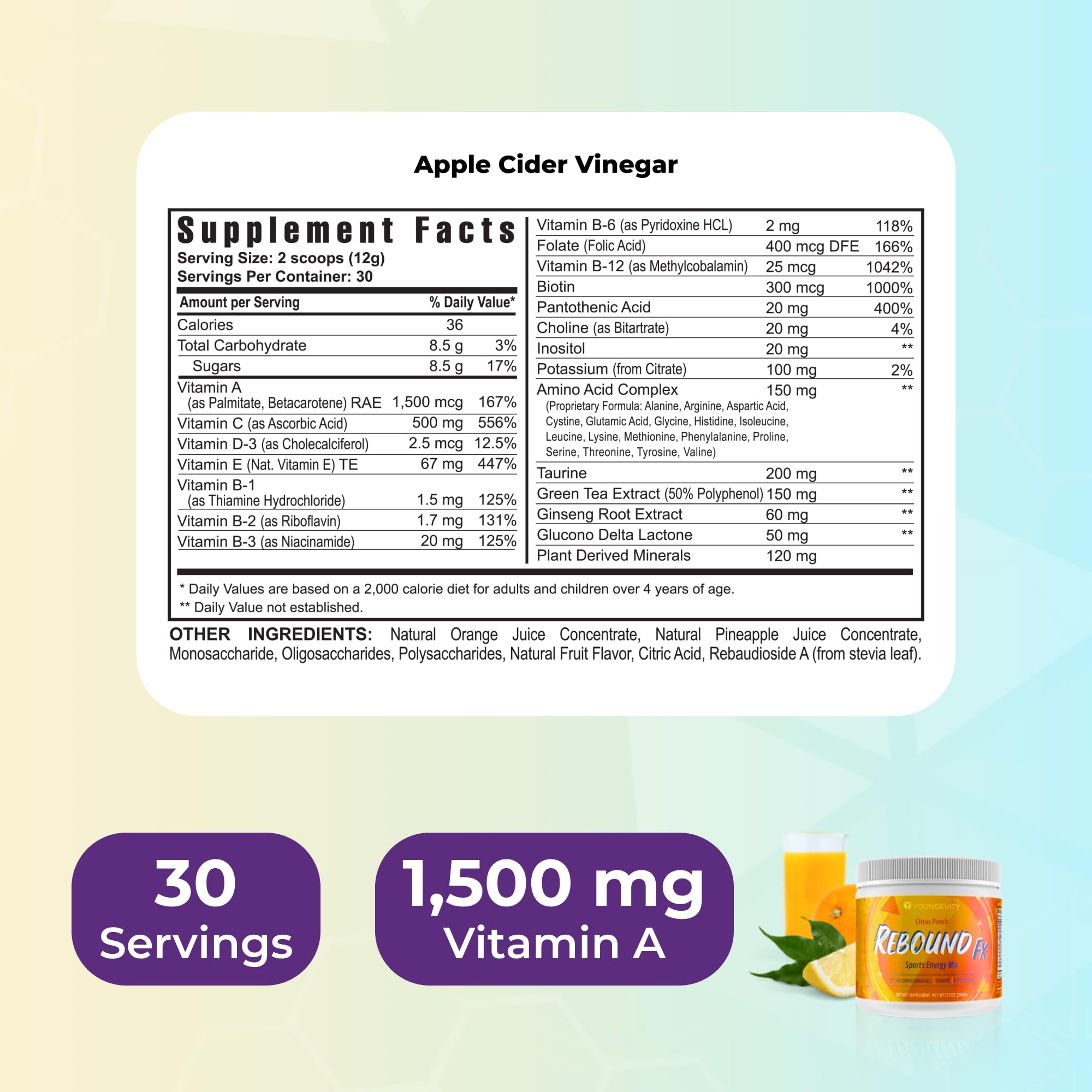 Youngevity Rebound FX vaso preparado en mano ofreciendo hidratación cítrica