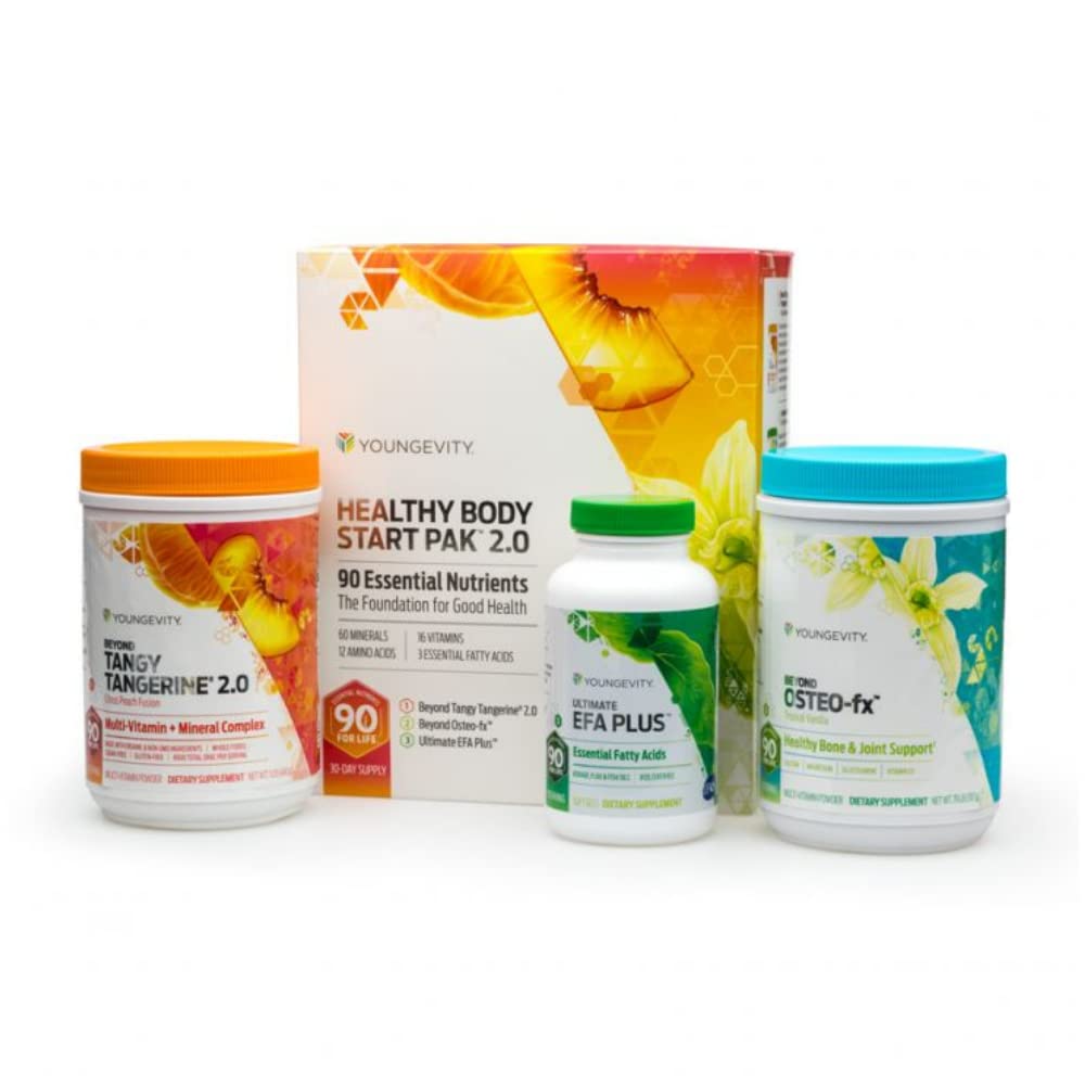 Youngevity paquete Start Pak 2.0 frente, presentación clara y completa