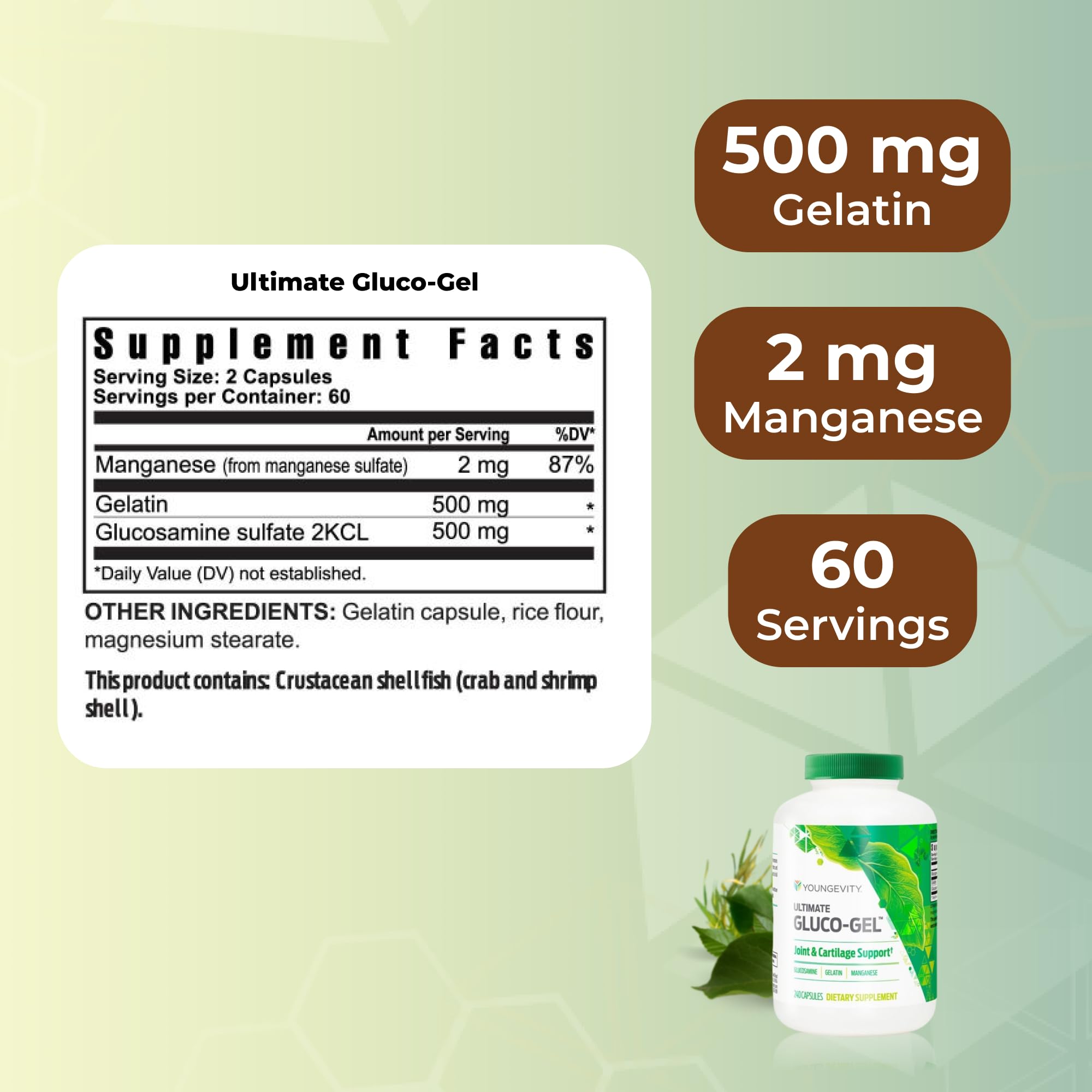 Youngevity envase junto a una regla para comparar tamaño y cantidad del producto