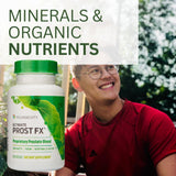Youngevity frasco junto a mano para comparar tamaño y cantidad