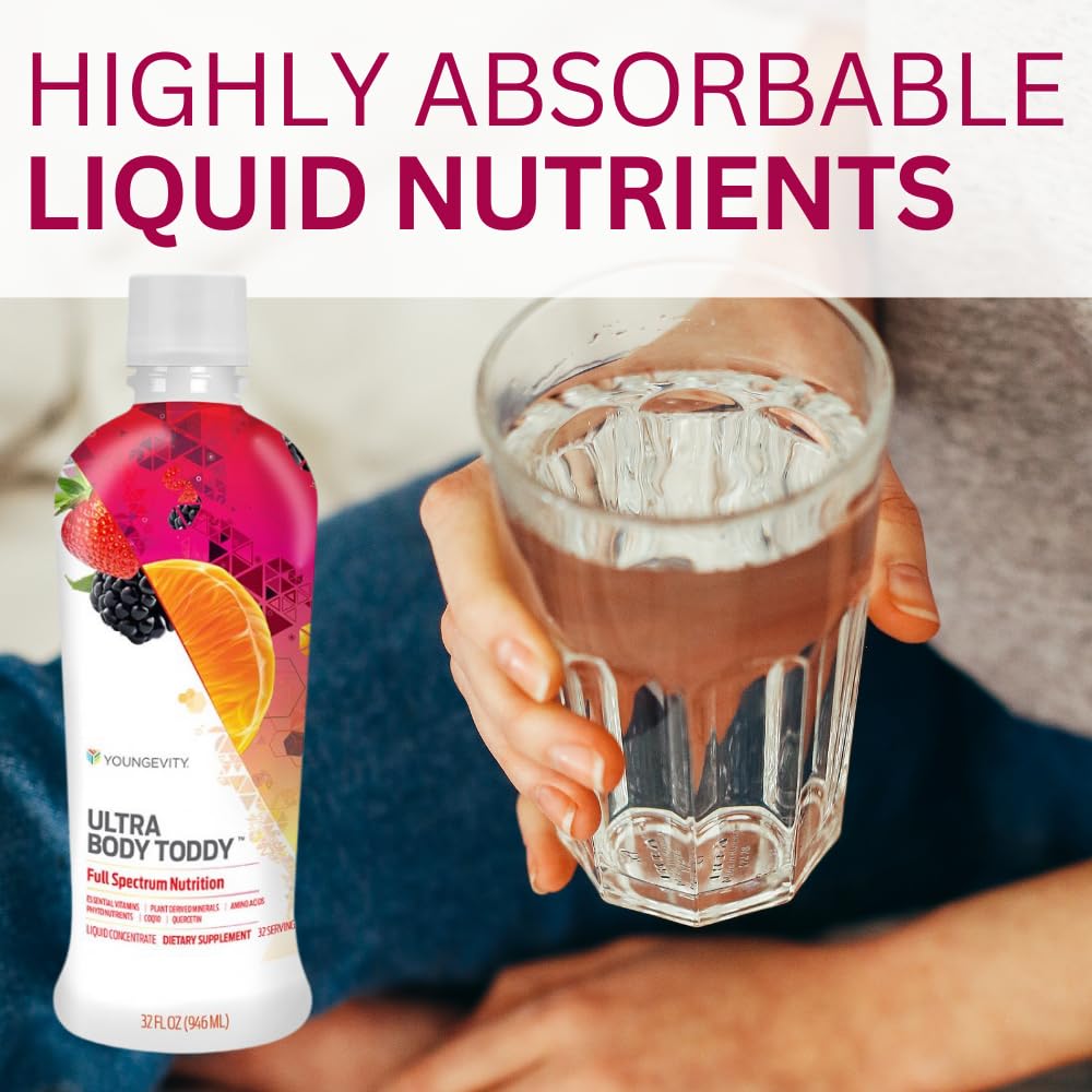 Youngevity Ultra Body Toddy mezcla de frutas y vegetales que ilustra fitonutrientes