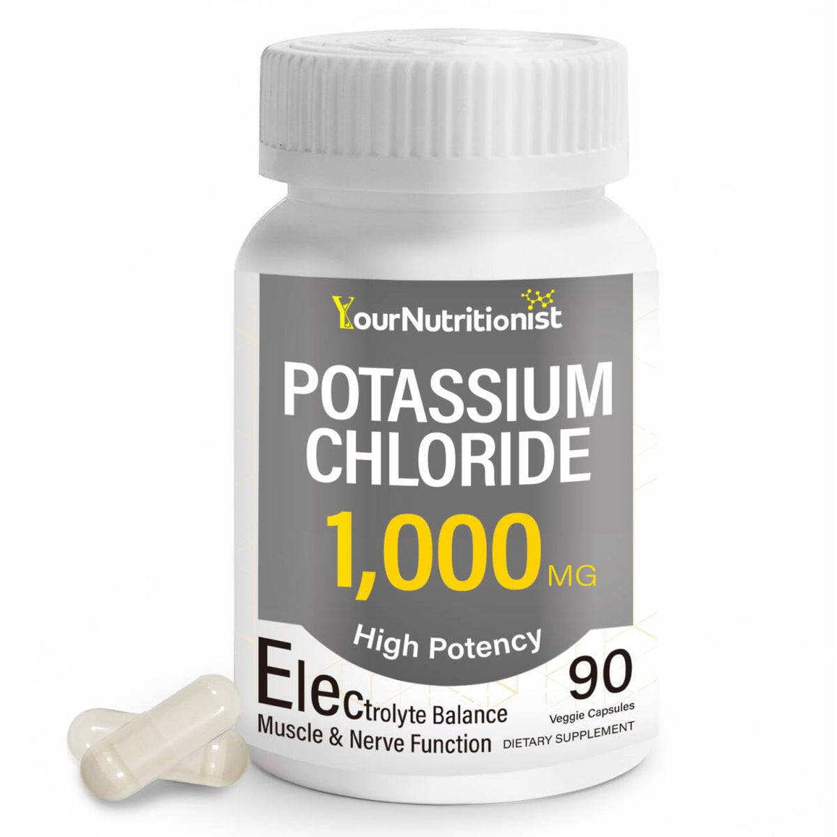 Your Nutritionist envase frontal del potasio para apoyo de electrolitos
