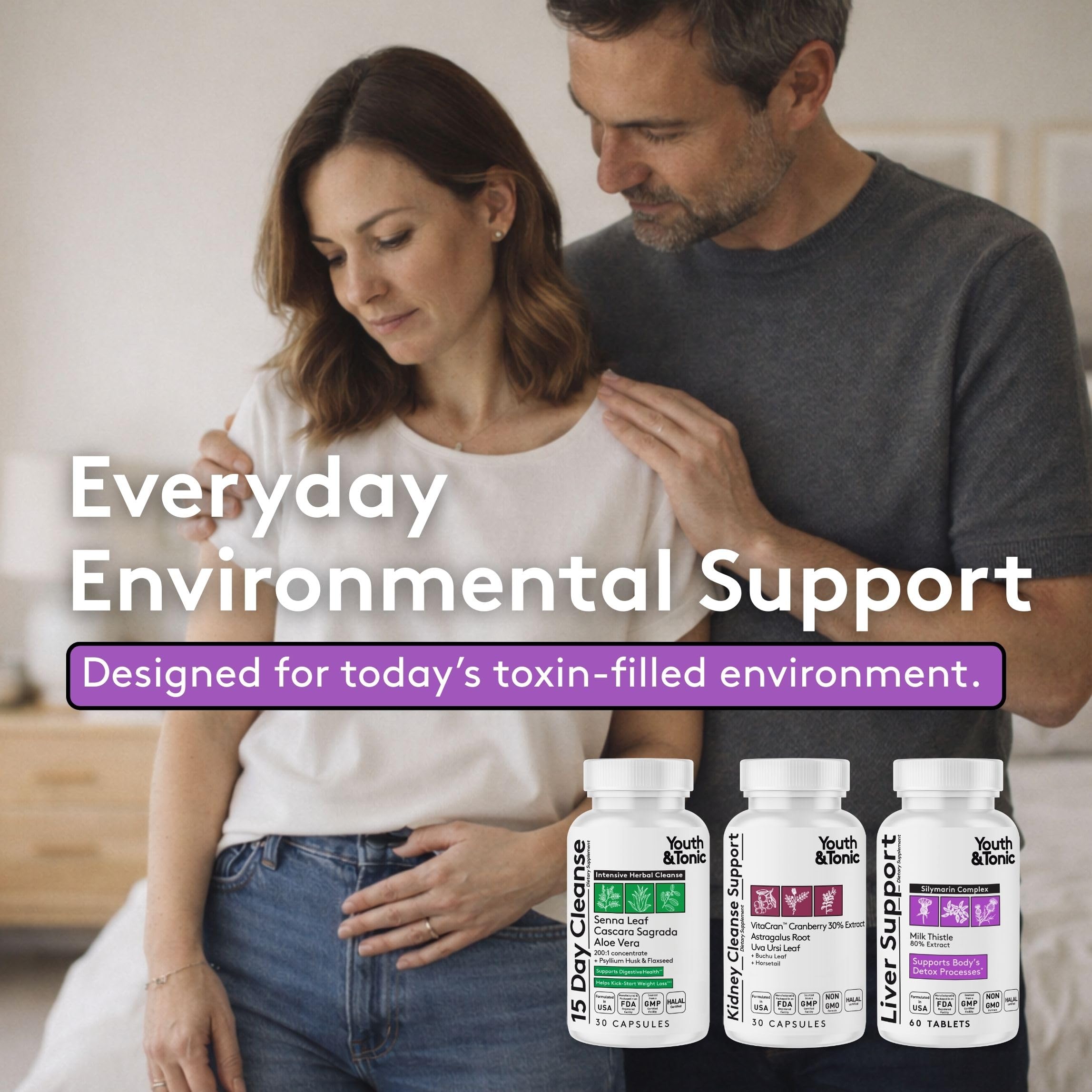 Youth & Tonic etiqueta nutricional en primer plano que muestra ingredientes y calidad