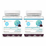 Youtheory envase frontal de gomas de ashwagandha con diseño claro y beneficios visibles