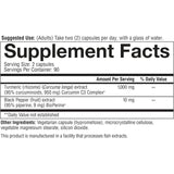Youtheory etiqueta Curcumin C3 Complex con datos de concentración visibles