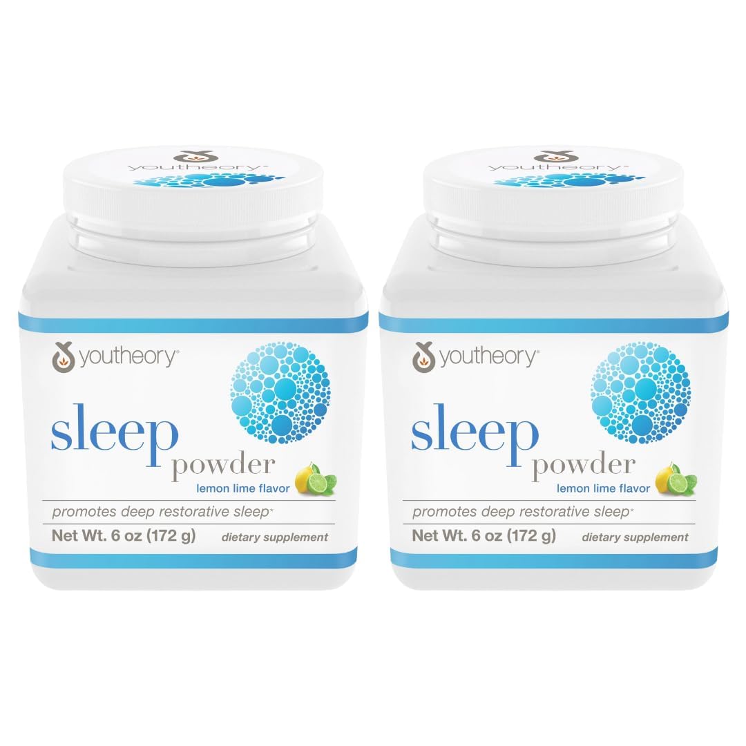 Youtheory empaque frontal del polvo nocturno mostrando marca y beneficio relajante