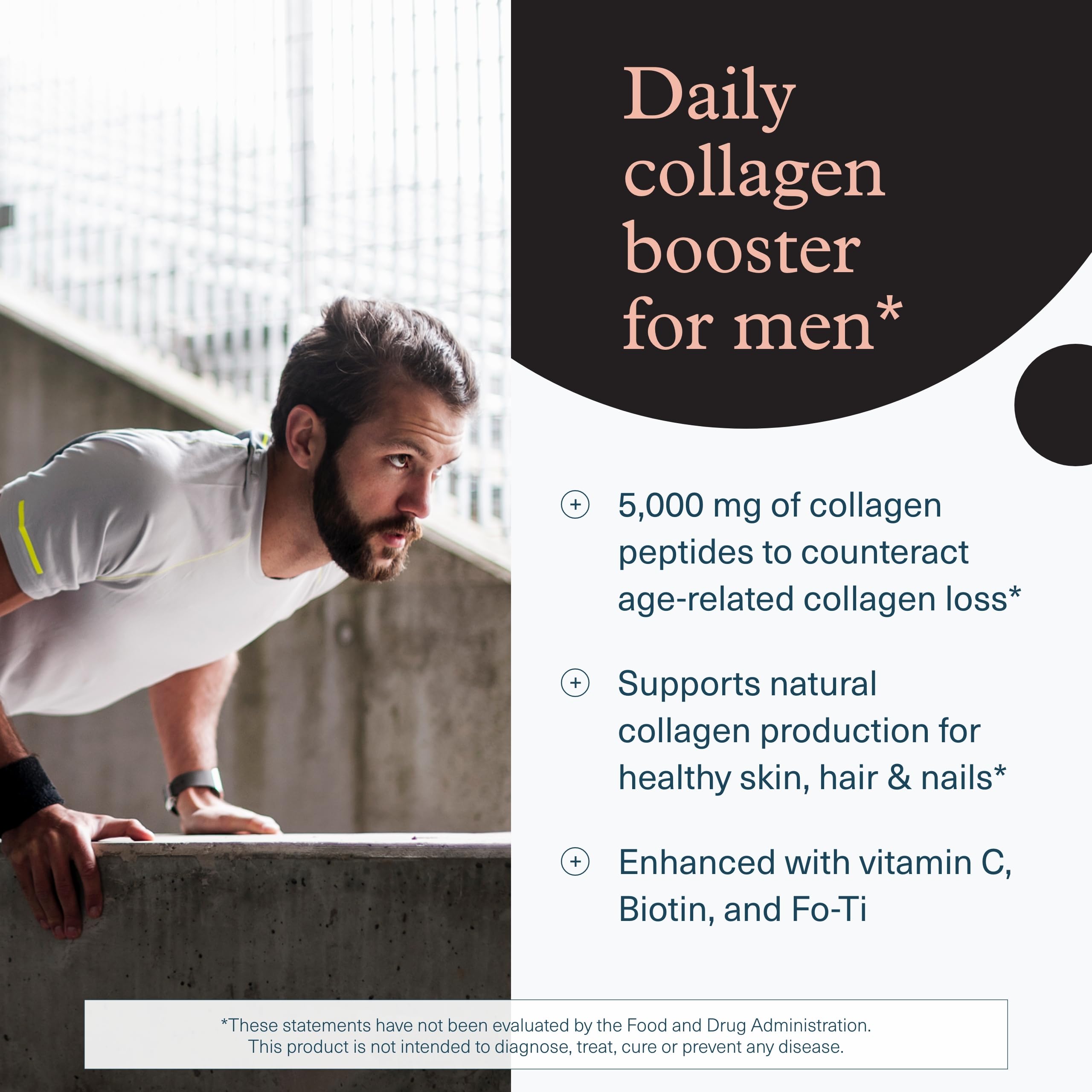 Youtheory ingredientes cercanos con vitaminas y péptidos, transmite pureza y calidad
