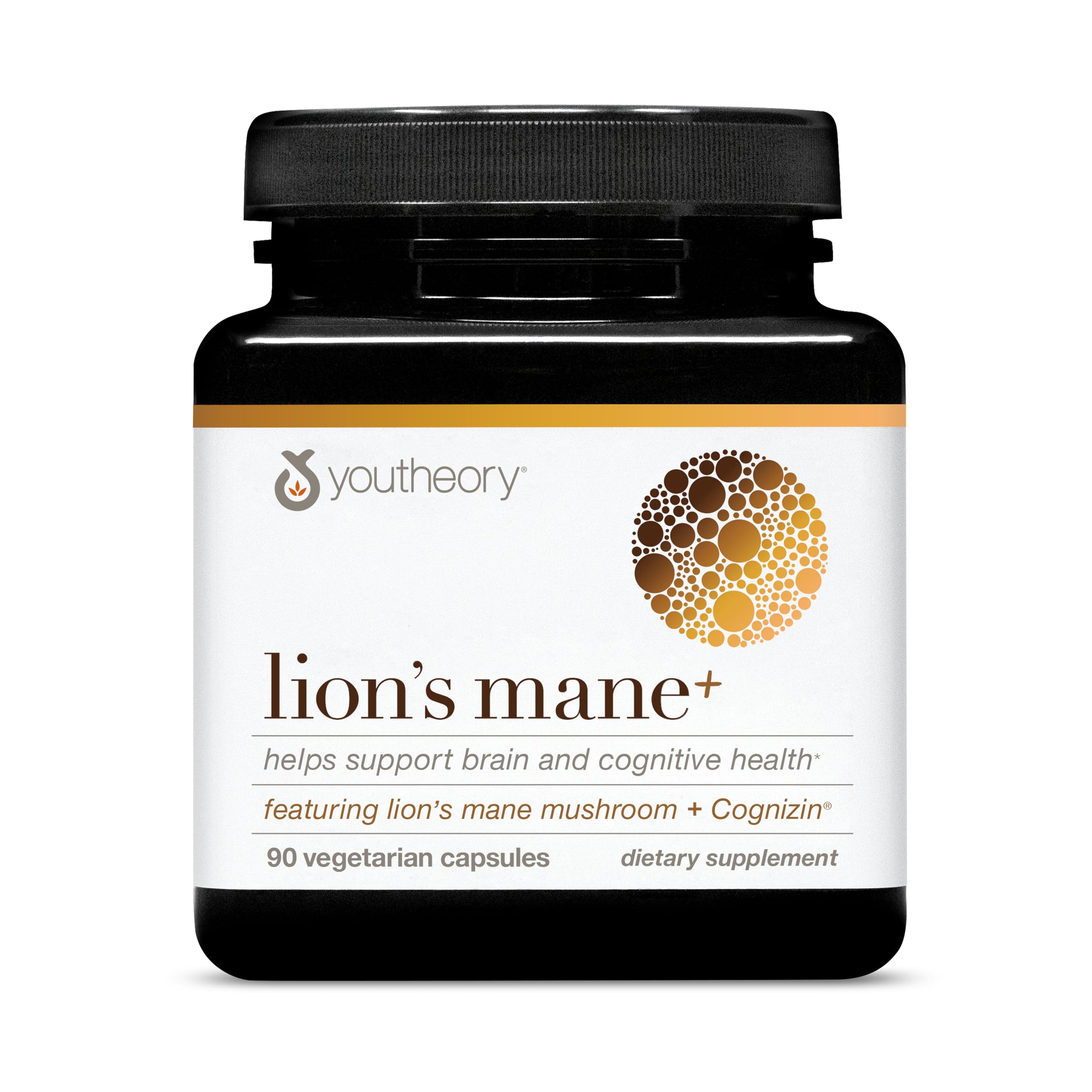 Youtheory envase frontal de Lion's Mane+ mostrando diseño y beneficios