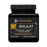 Youtheory envase frontal de Shilajit mostrando presentación de 90 cápsulas y beneficio de conveniencia
