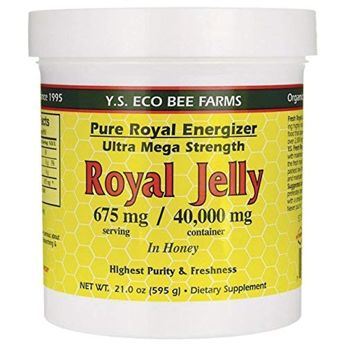 YS Royal Jelly frontal del envase, visual claro y atractivo