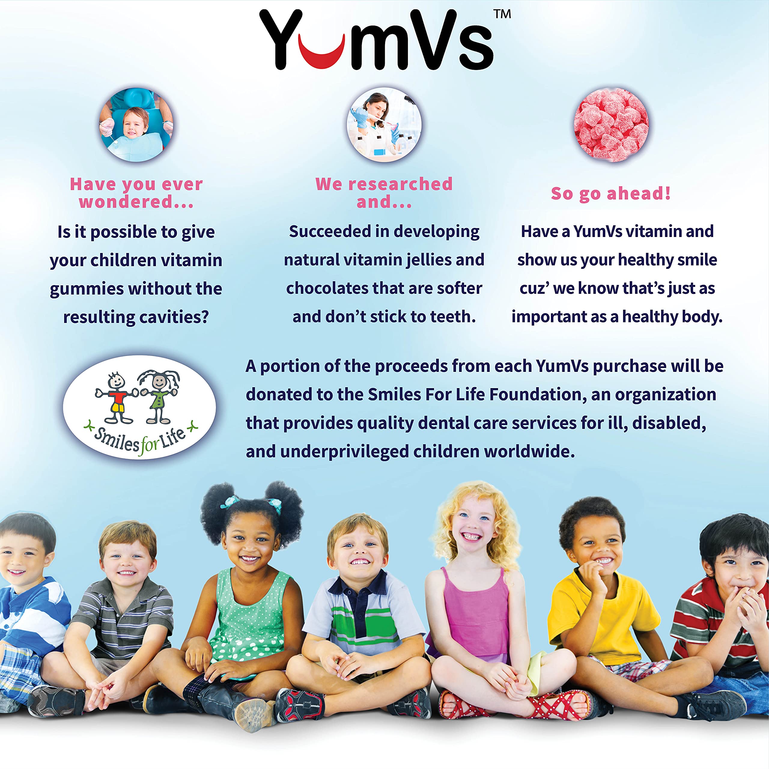 YUM-V'S gominola junto a moneda para comparar tamaño y porción