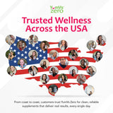 YUM-V'S etiqueta con lista de vitaminas y minerales como beneficio informativo