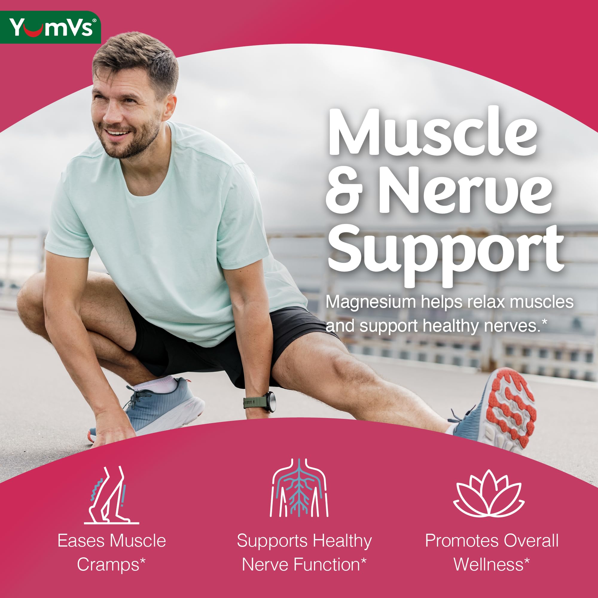 YUM-V'S etiqueta nutricional visible, muestra ingredientes clave y pureza