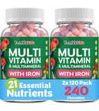 YUM-V'S envase frontal claro mostrando 120 tabletas y beneficios
