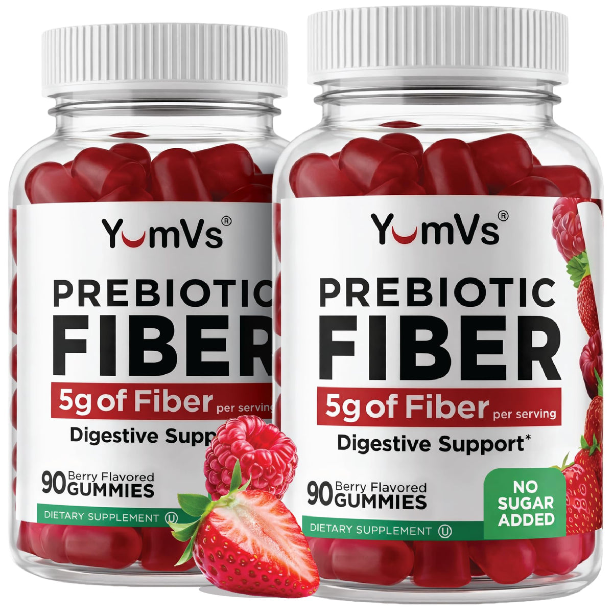 YUM-V'S empaque frontal mostrando 90 gominolas y beneficios principales