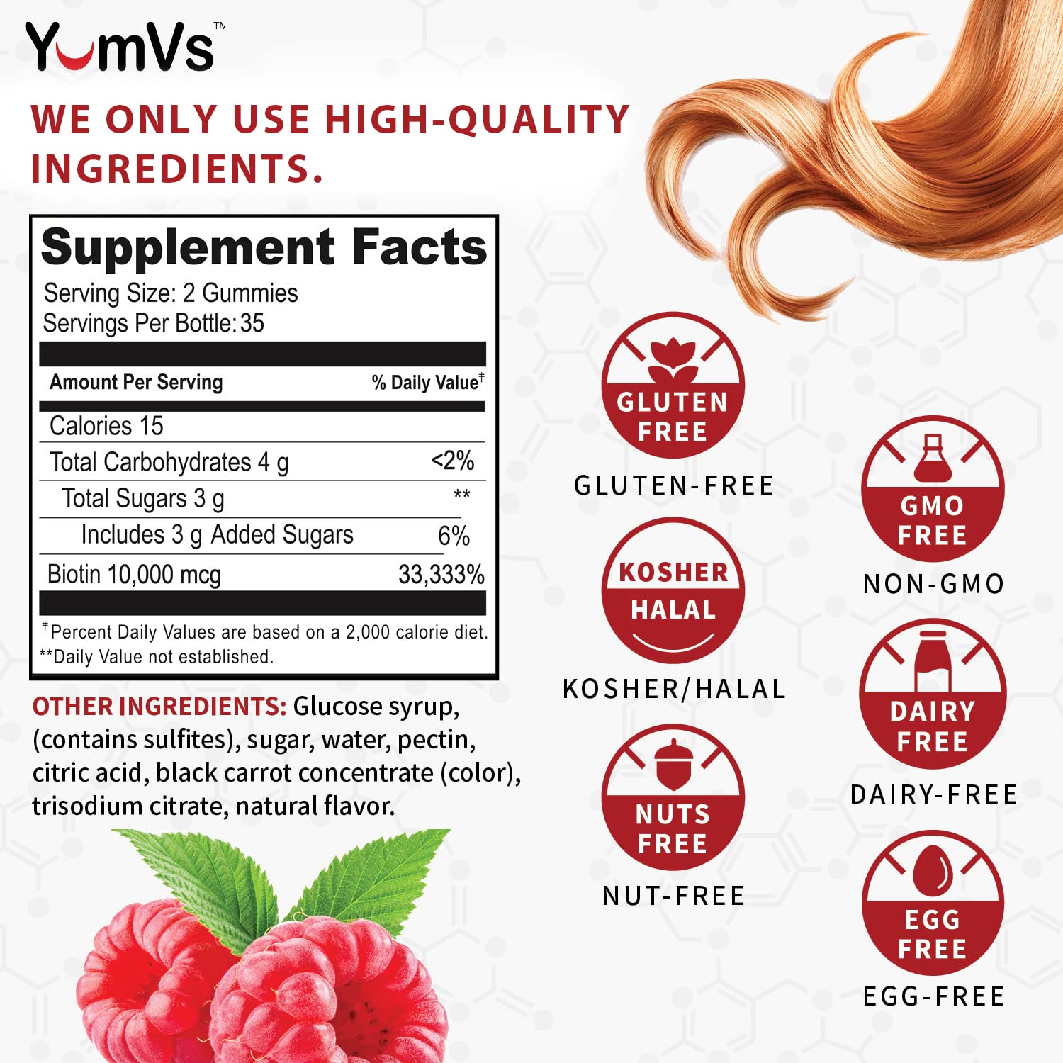 YUM-V'S primer plano de textura de gomita, muestra sabor frambuesa y masticabilidad agradable