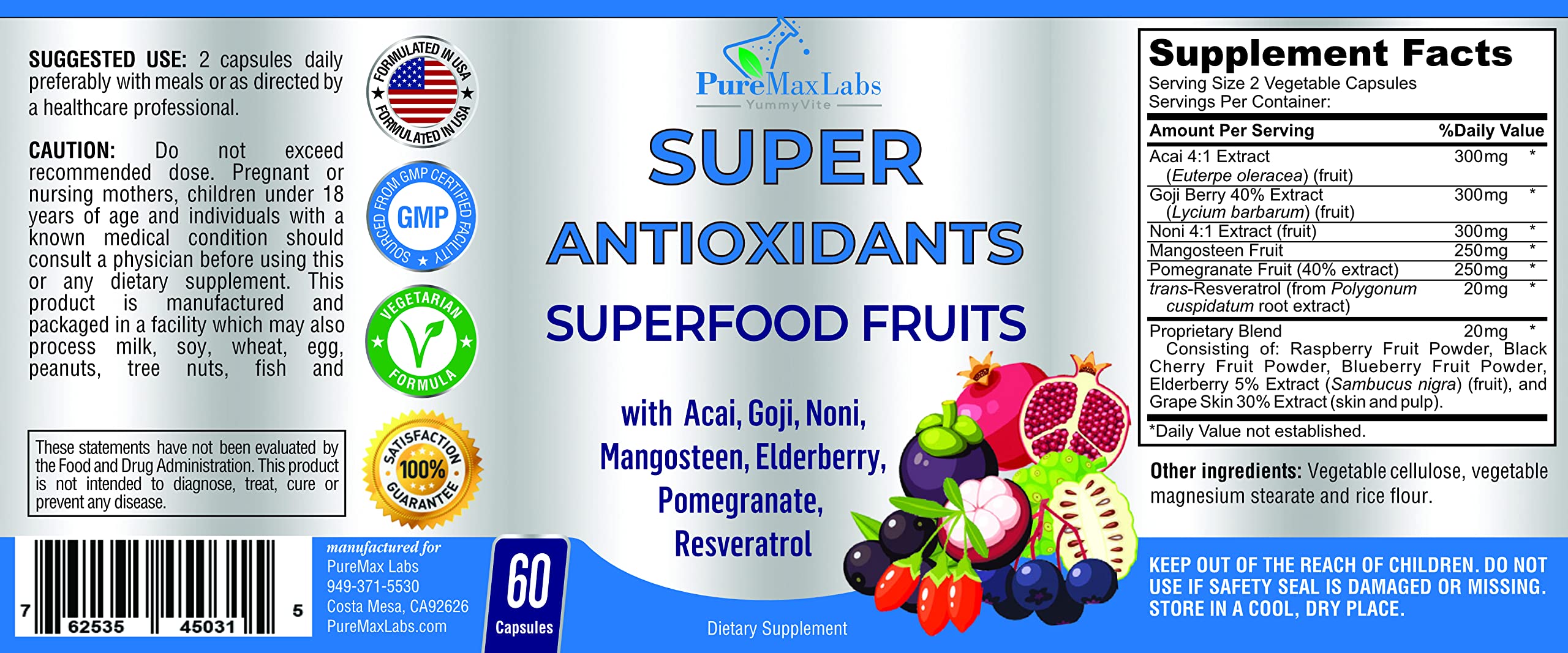 YUMMYVITE mezcla de superfrutas resaltando origen natural