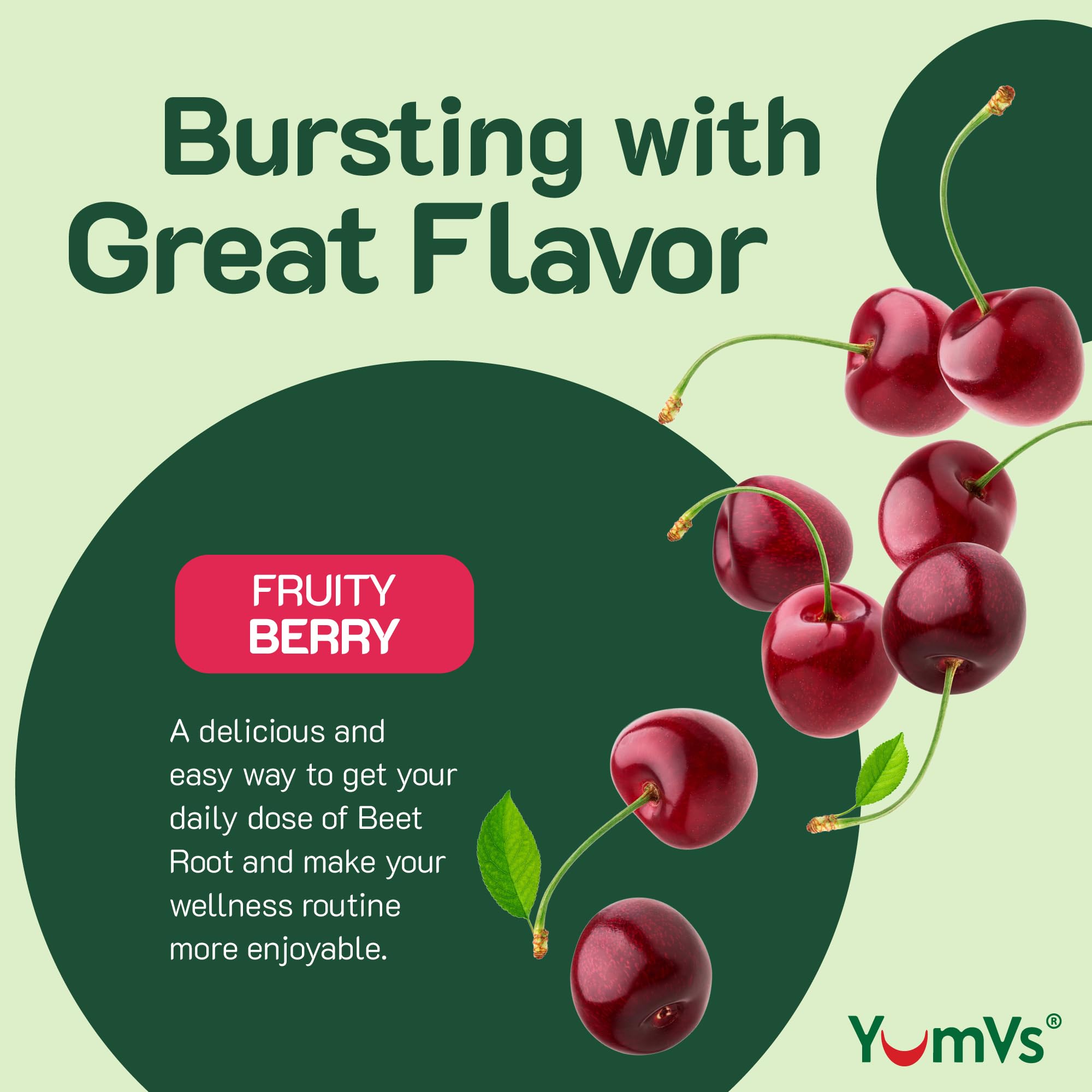 YUM-V'S gomitas en mano demostrando tamaño y facilidad de consumo