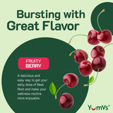 YUM-V'S gomitas en mano demostrando tamaño y facilidad de consumo