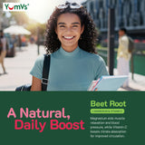 YUM-V'S gomitas sobre superficie con frutos rojos que resaltan el sabor baya