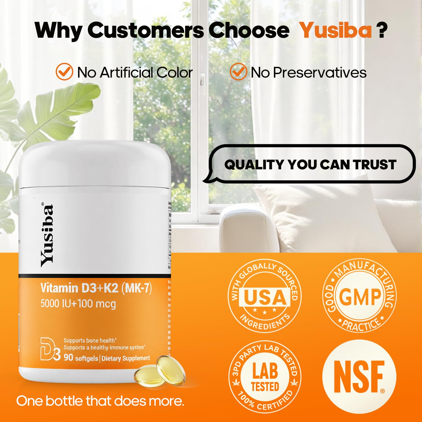 Yusiba softgel junto a comida para indicar toma con grasas