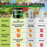 Yutiny etiqueta con ingredientes y certificados visibles