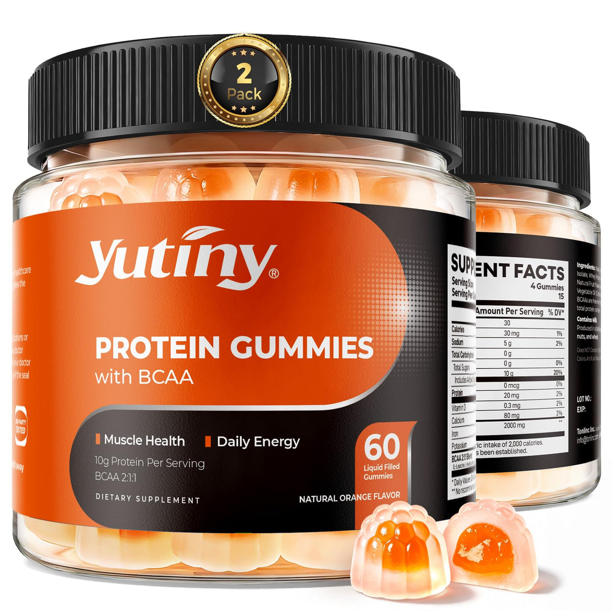 Yutiny gomitas frente del empaque mostrando 120 unidades y beneficios prácticos