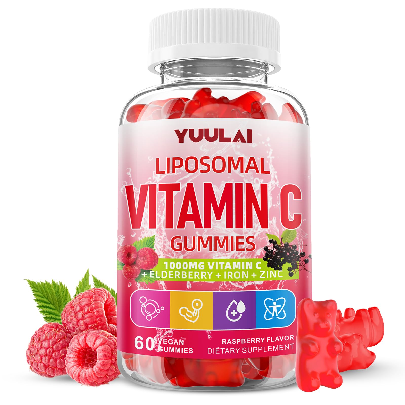 YUULAI envase frontal de Liposomal Vitamin C con información clara y beneficio de alta absorción