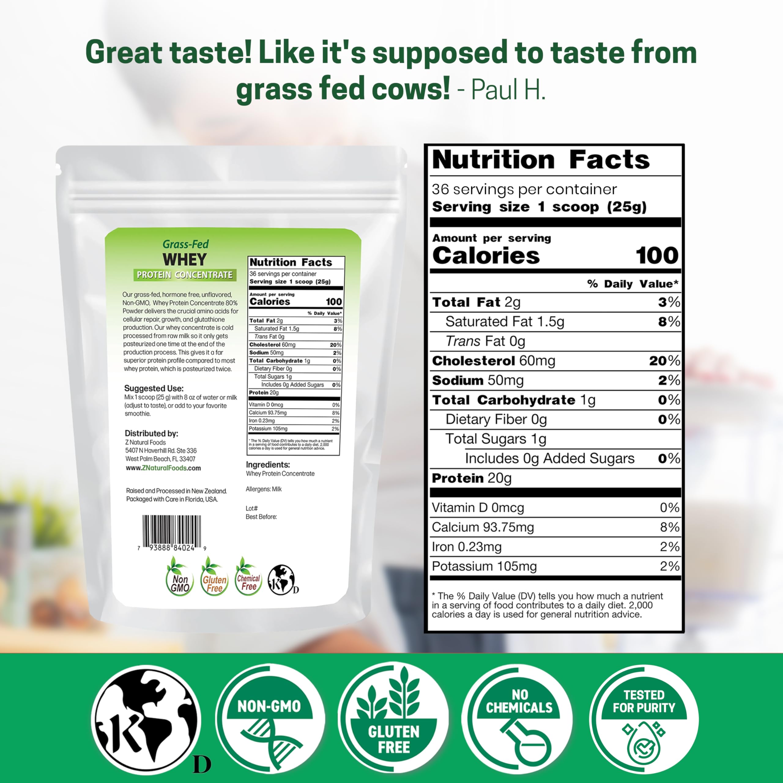 Z Natural Foods textura del polvo fino y uniforme que facilita mezcla
