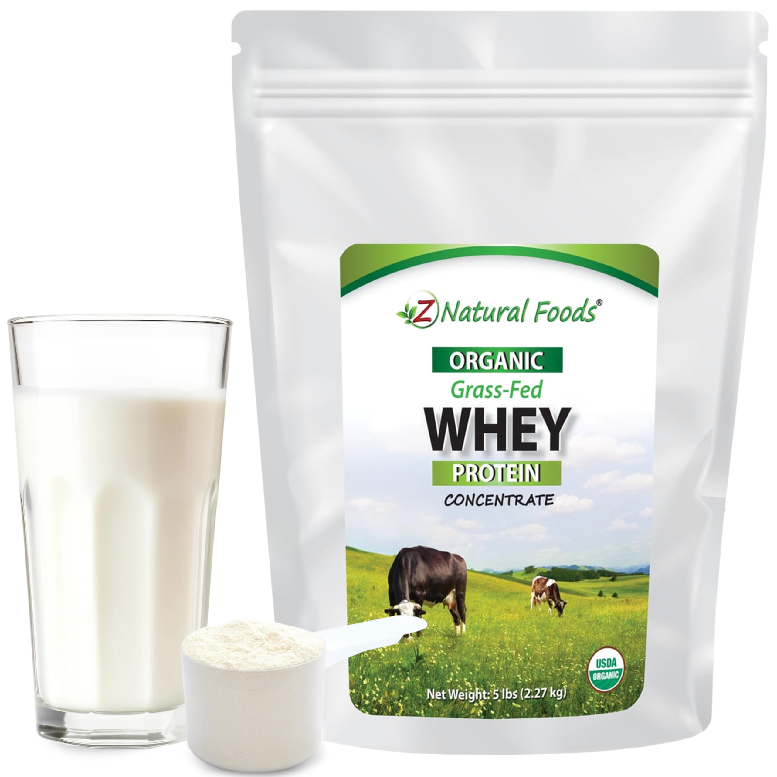 Z Natural Foods frente del empaque muestra garantía orgánica y tamaño práctico