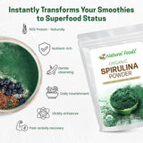 Z Natural Foods batido verde con spirulina, aporte proteico instantáneo