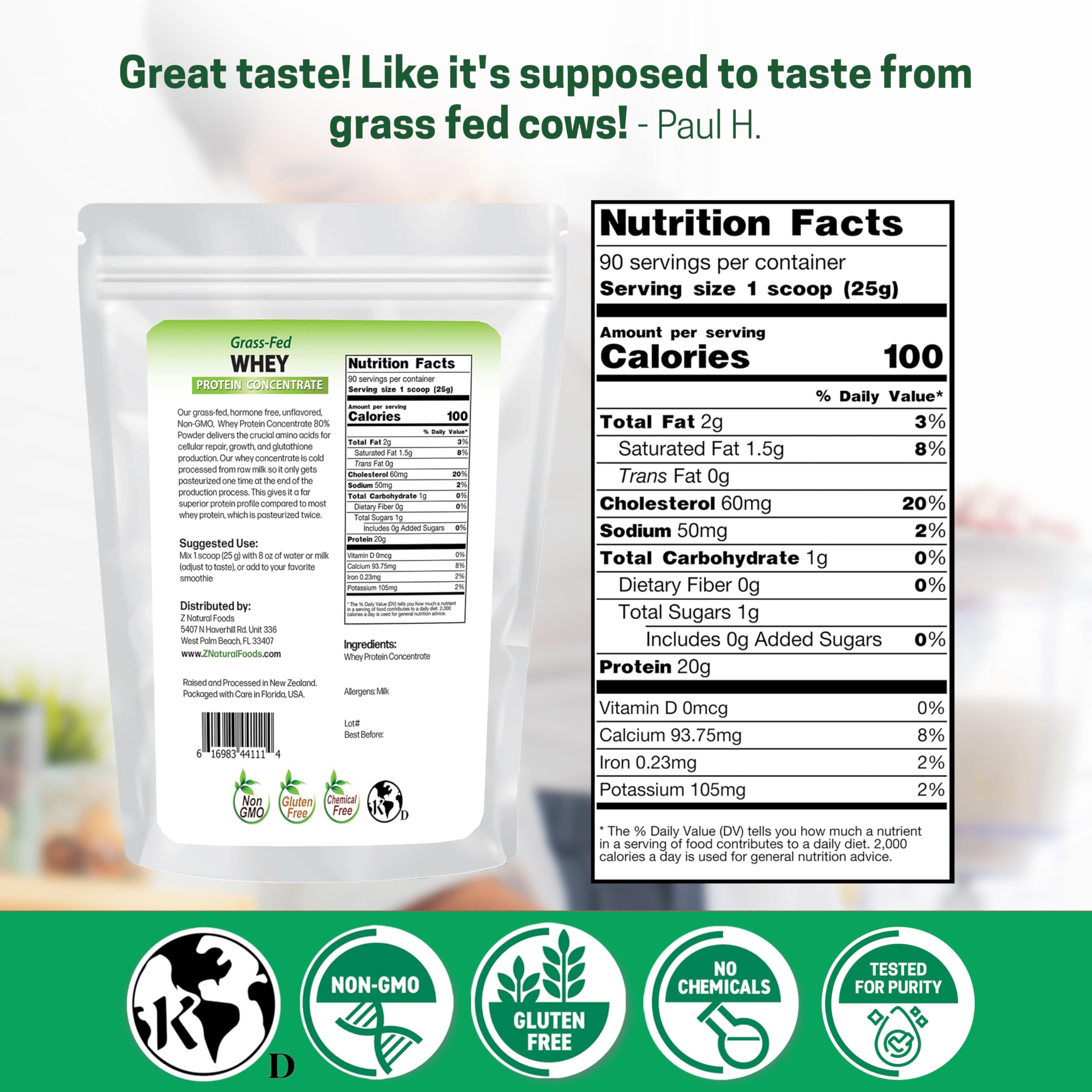 Z Natural Foods textura en polvo cercana, ideal para mezclar fácilmente