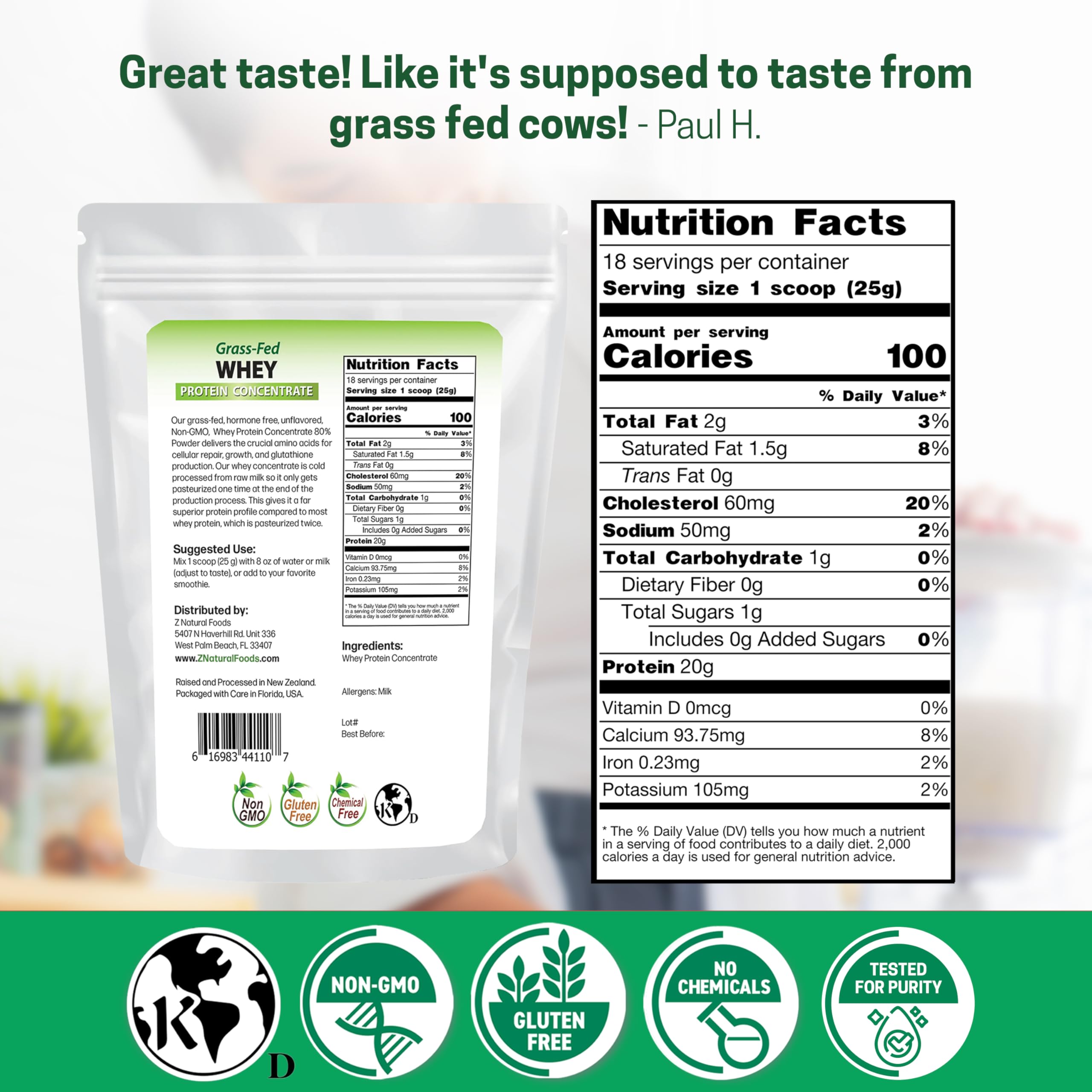 Z Natural Foods textura de polvo fino, fácil de mezclar y sin grumos