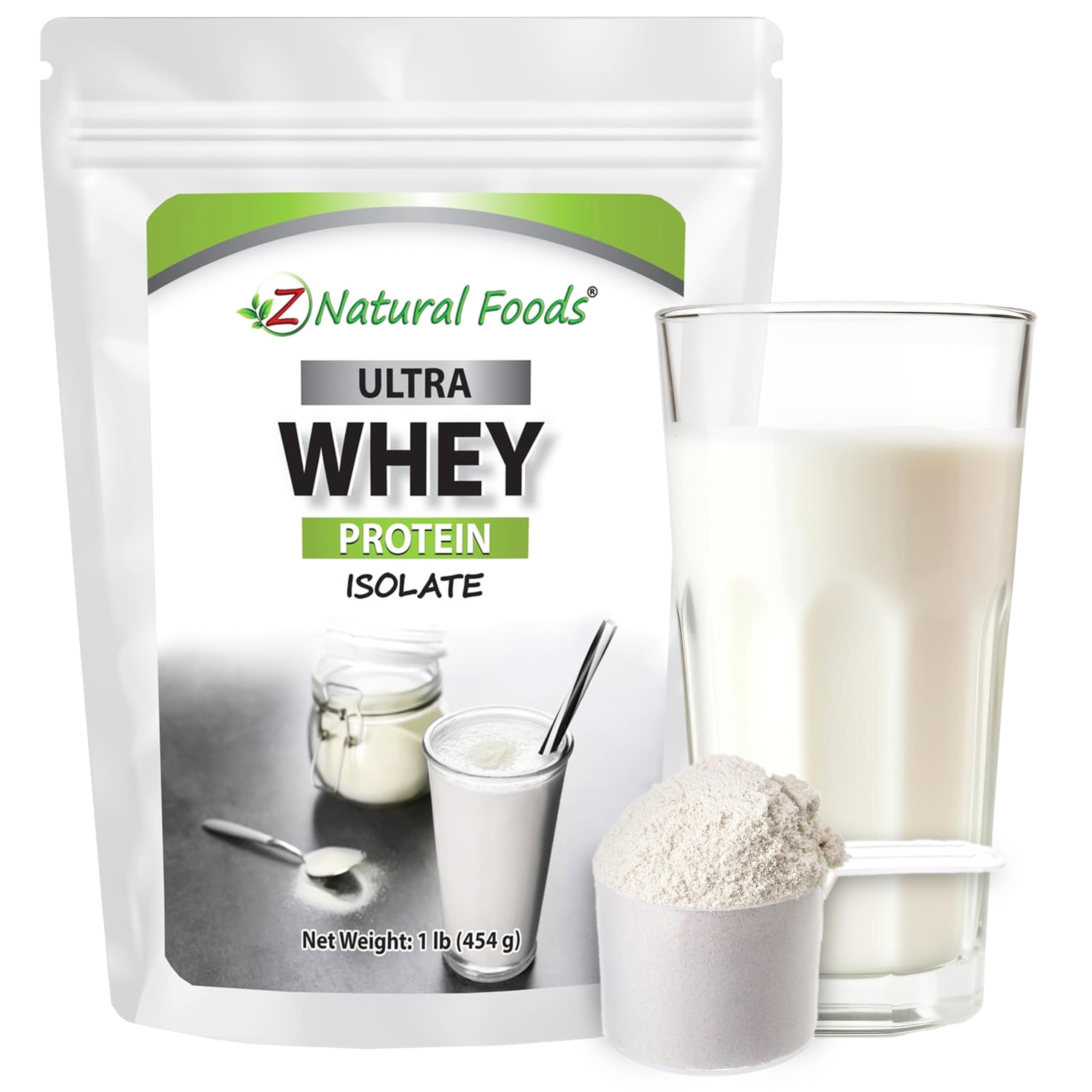 Z Natural Foods empaque frontal mostrando proteína aislada pura y sin sabor
