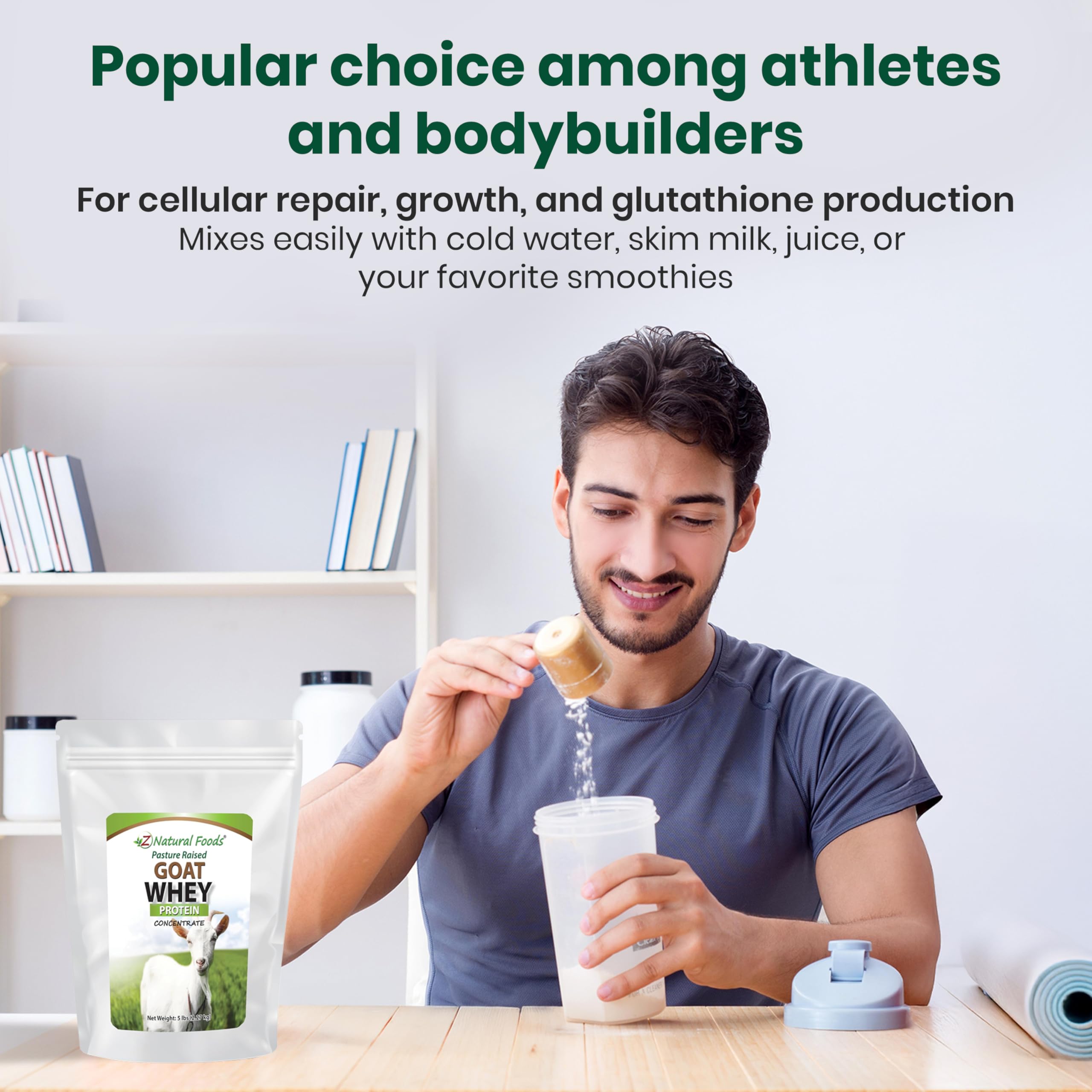 Z Natural Foods preparación de desayuno con polvo, enriquece recetas fácilmente