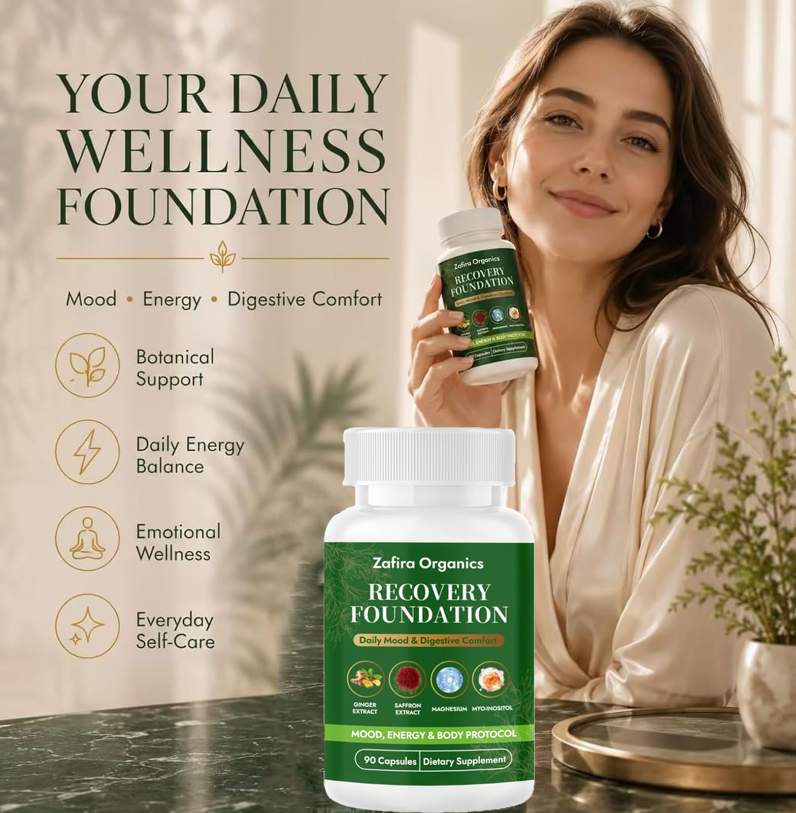 REATIFUL Zafira Organics primer plano de cápsula y textura para ver calidad