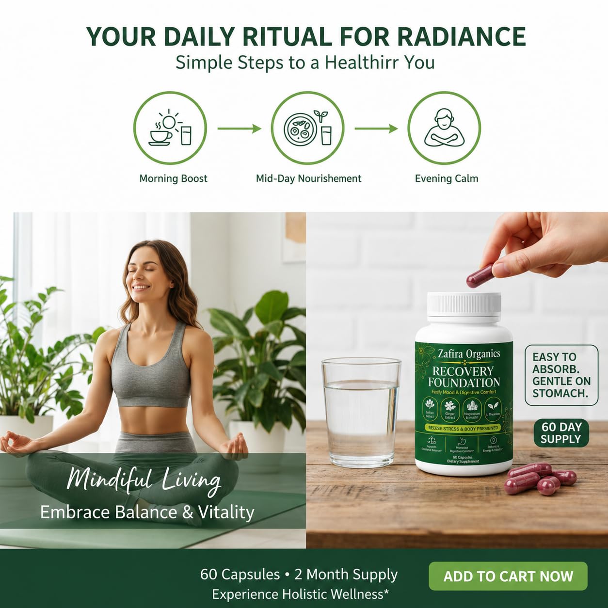 Zafira Organics etiqueta nutricional enfocada en ingredientes clave